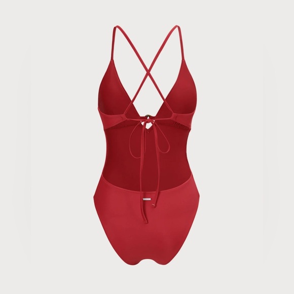 Berlook red Econyl cut out one piece swimsuit Sz S nwt, #002 - Picture 7 of 8